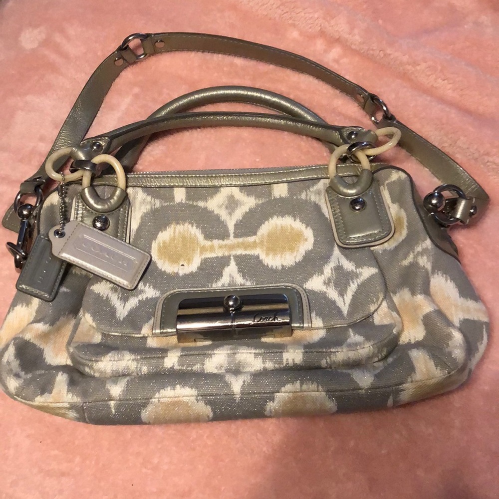 Gray/silver coach purse